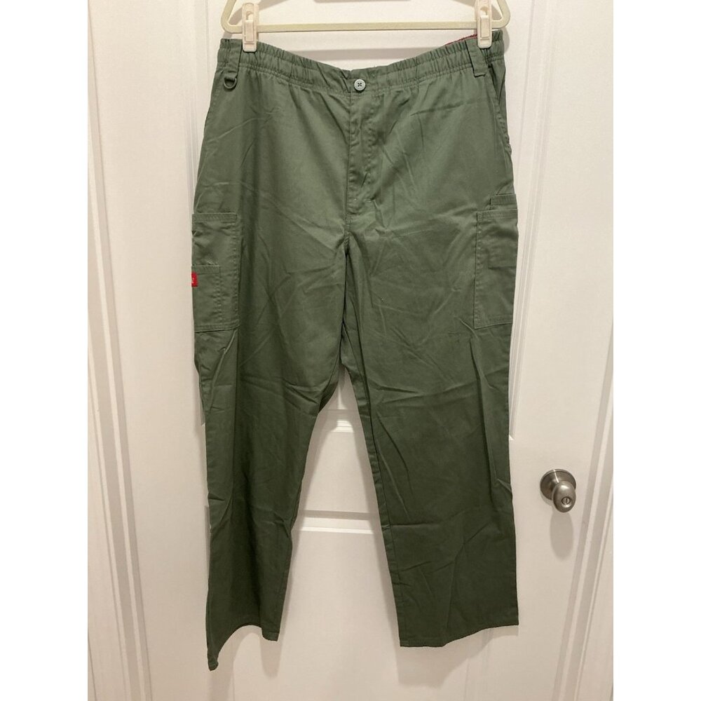Dickies Cargo Scrub EDS Signature  Size XL Olive Green Elastic Waist Button Zip